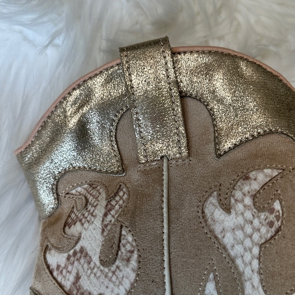 Women Lunar Cowboy Boot -Gold Metallic Snake Print size 6 - Picture 5 of 15